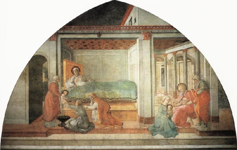 Fra Filippo Lippi The Birth and Naming of  St John the Baptist oil painting image
